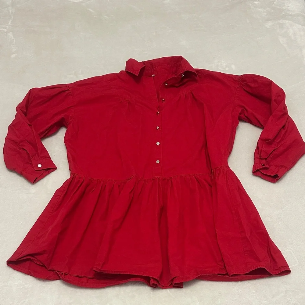 Vibrant Red Button-Up Dress - Picture 1 of 6